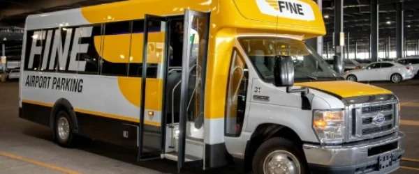 Fine Airport Parking free shuttle bus to Denver International Airport (DEN), running every 7-10 minutes 24/7