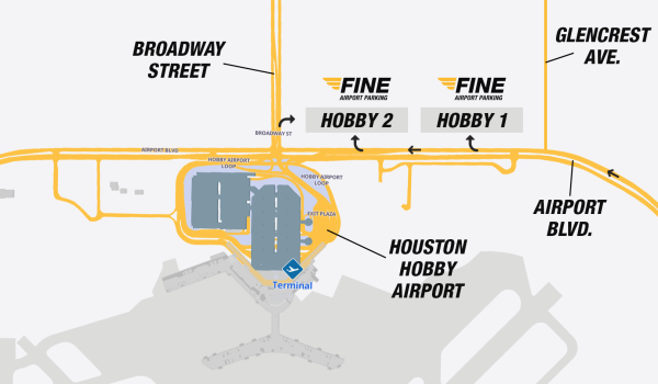 Fine Airport Parking - Houston Hobby Map